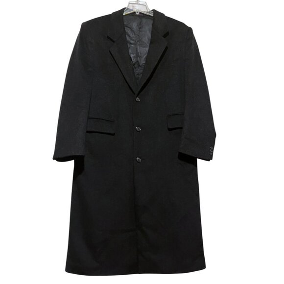 Vintage Mens Wool Overcoat 40 Jacket Trench Coat Single Breasted Minimalist - Picture 1 of 9